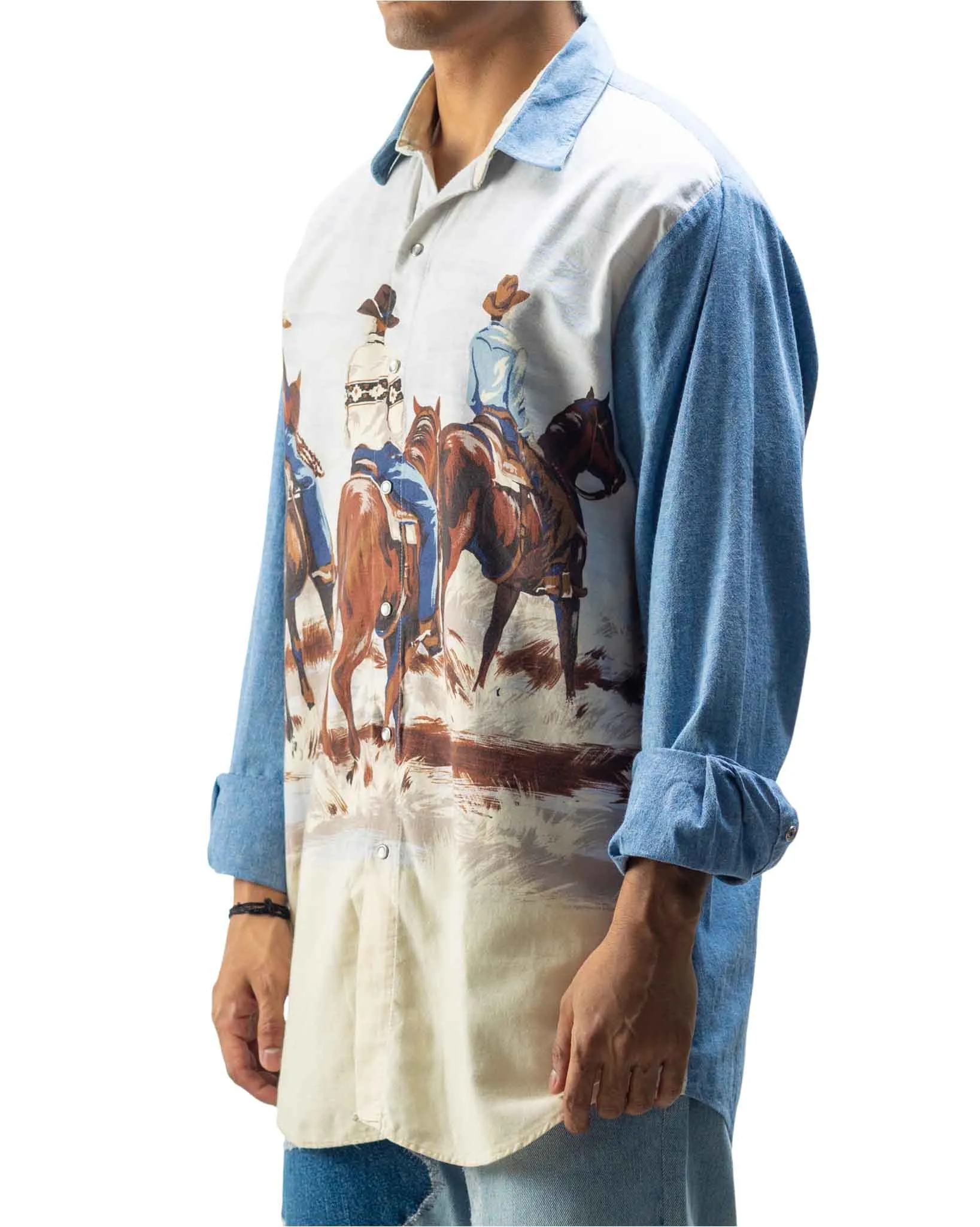 Vintage Lone Roo Cowboy Print Shirt