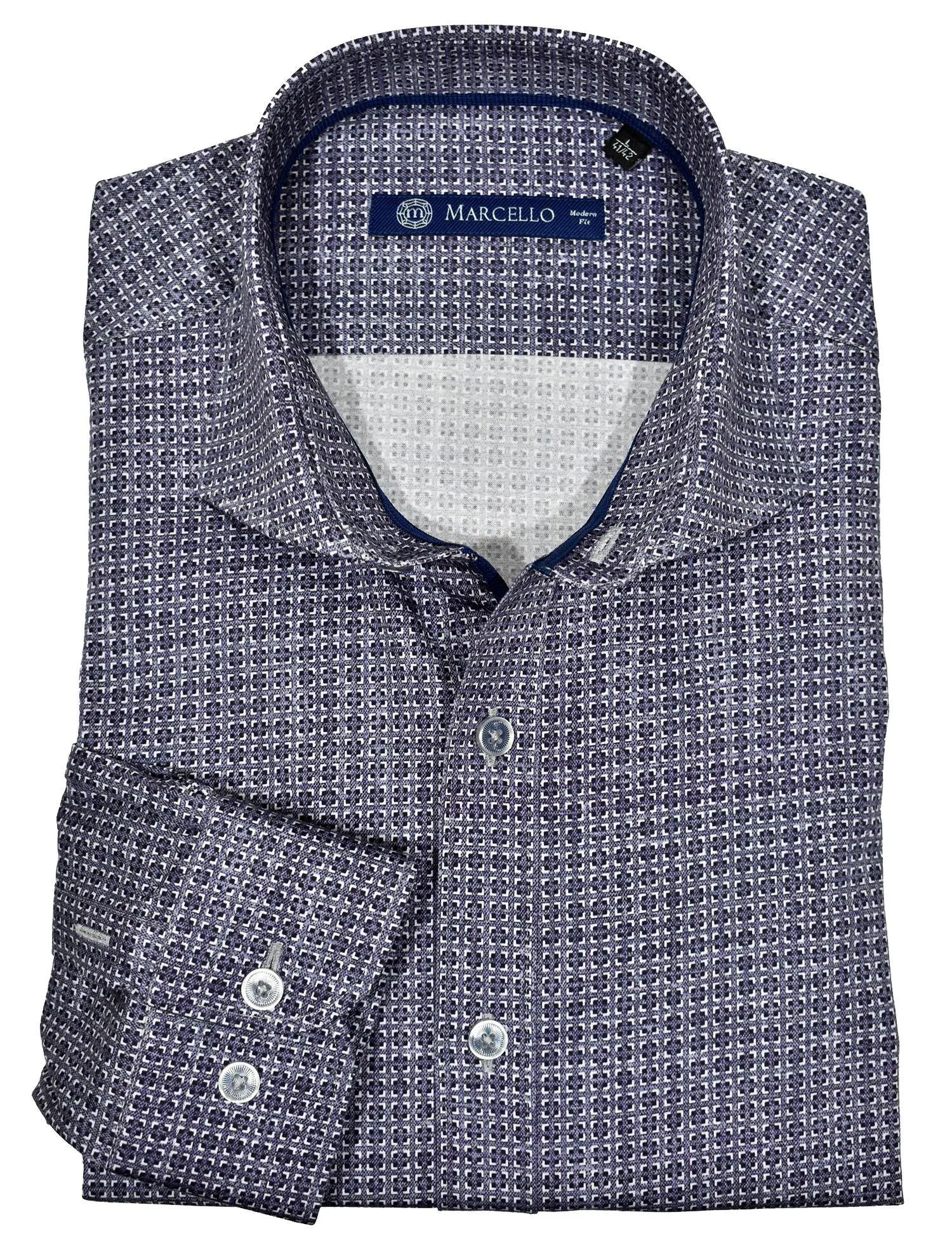 WM121 Slim Fit Square Link Print Shirt