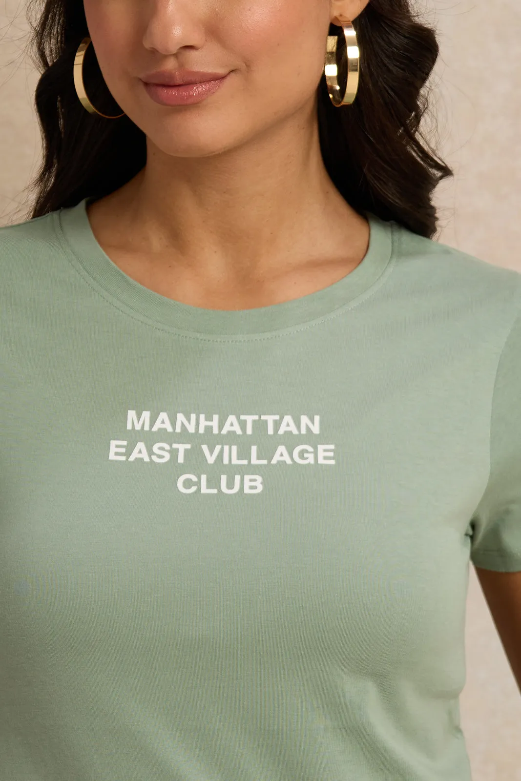 Women Green Manhattan Printed T-Shirt