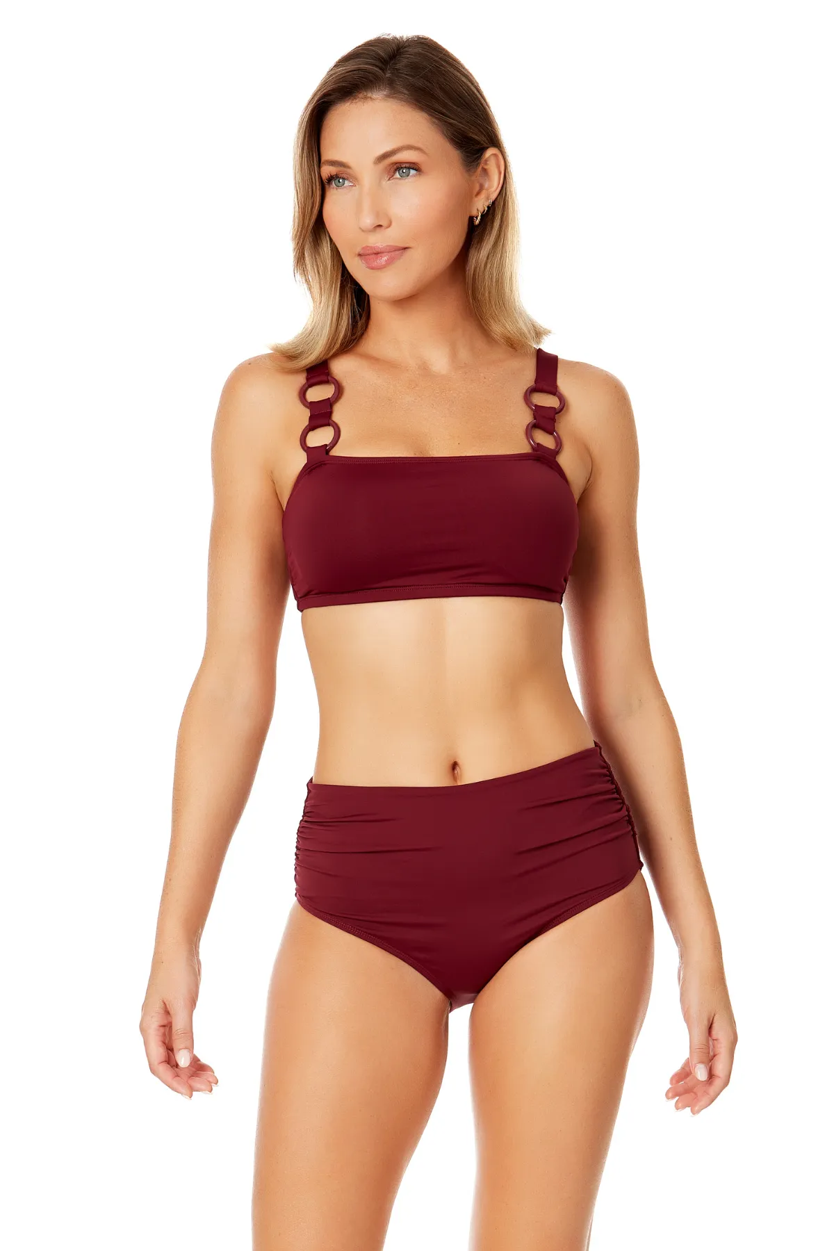 Women's Live In Color Ring Strap Bandeau Swim Top