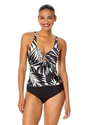 Women's Palm Chic Ring Front Tankini Swim Top