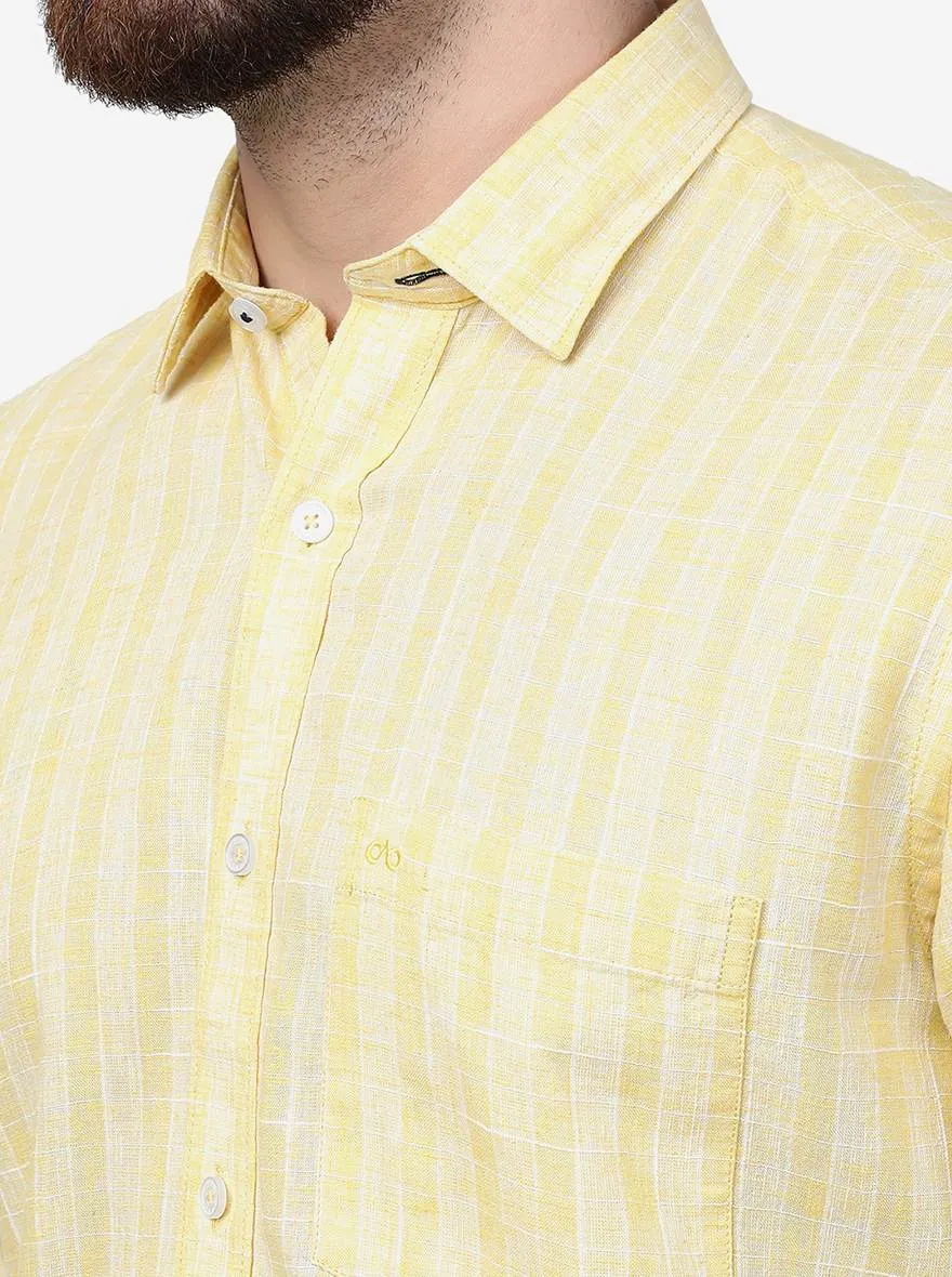 Yellow Checked Slim Fit Semi Casual Shirt | JadeBlue